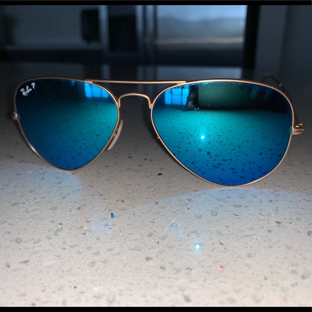 Blue lense raybans - polarized
